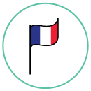 Drawing of the french flag Lady Harberton Leather handbags made in France