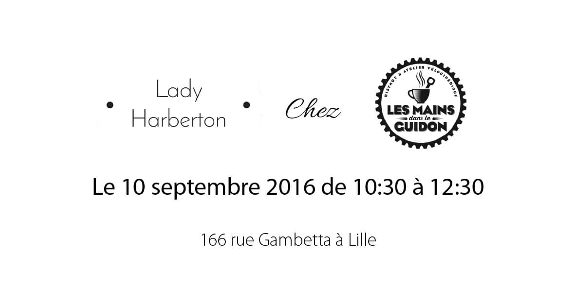 Lady Harberton chez les mains dans le guidon