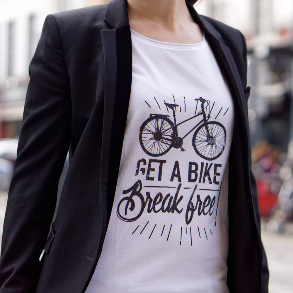 Le teeshirt femme "Get a bike, break free"  Lady Harberton