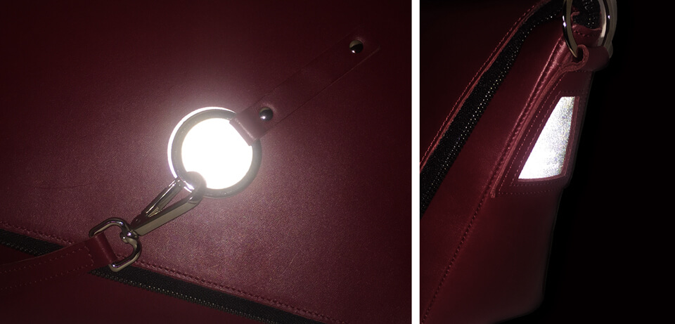 reflective labels burgundy messenger bag  Lady Harberton