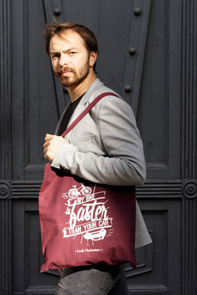 cadeau cycliste homme tote bag bordeaux lady harberton
