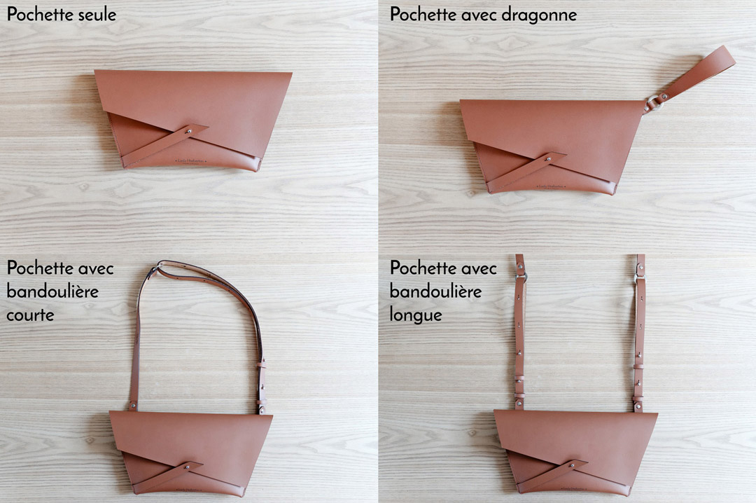 Pochette Lady Harberton sac en cuir minimaliste fabriqué en France