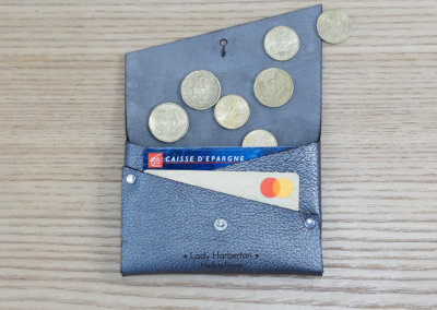 porte monnaie et carte en cuir argent made in france lady harberton
