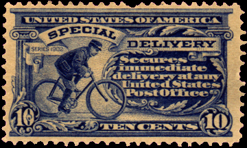 Coursier à vélo Timbre postal américain, 1902