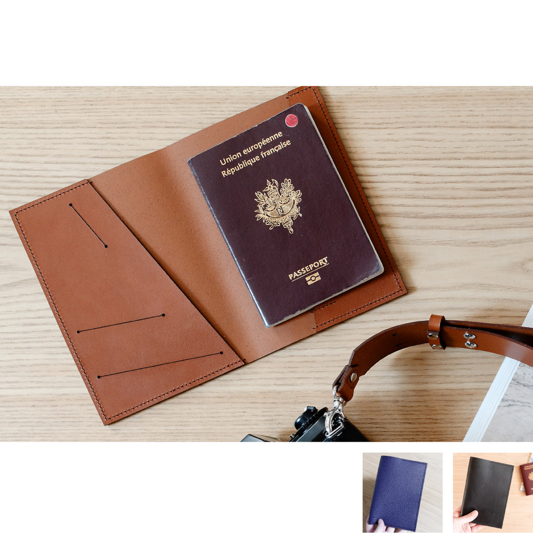 Protège-passeport porte documents voyage tissu graphique rouge jaune curry cadeau femme globe trotteur pochette handmade