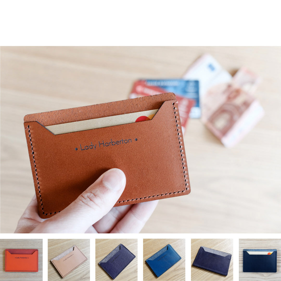 100/% cuir-marron-Minimaliste-HAND MADE Carte de crédit porte